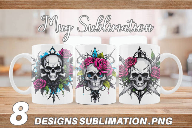 Mug Wrap Gothic Skull Sticker Sublimation artnoy 
