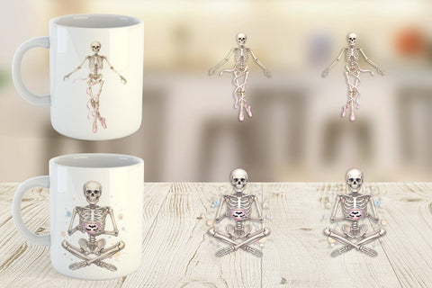 Mug Wrap Graceful Coquette Skeleton Watercolor Sublimation artnoy 