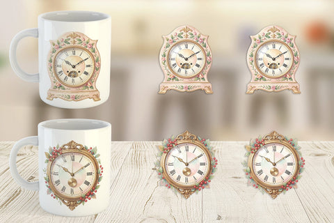 Mug Wrap Graceful Winter Timepiece Watercolor Sublimation artnoy 