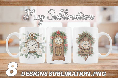Mug Wrap Graceful Winter Timepiece Watercolor Sublimation artnoy 