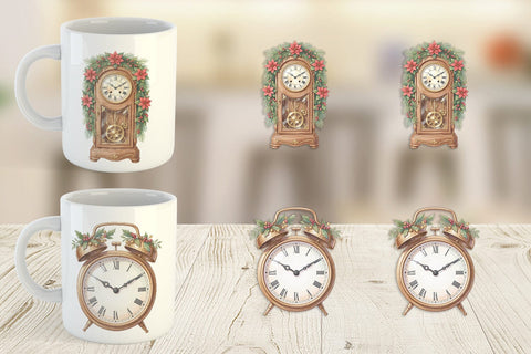Mug Wrap Graceful Winter Timepiece Watercolor Sublimation artnoy 