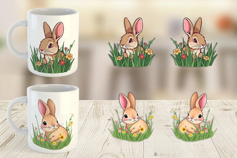 Mug Wrap Grass Bunny Sublimation artnoy 