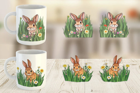 Mug Wrap Grass Bunny Sublimation artnoy 