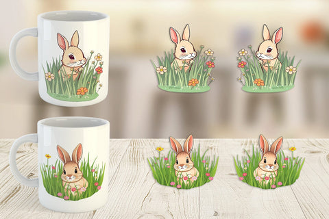 Mug Wrap Grass Bunny Sublimation artnoy 