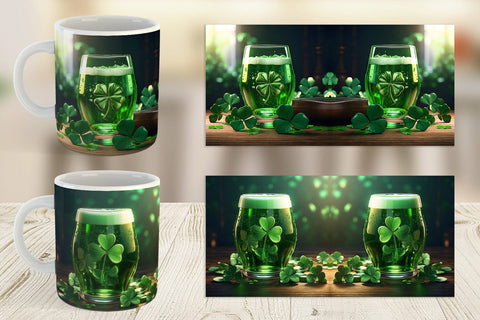 Mug Wrap Green Beer Patrick's Day Sublimation artnoy 