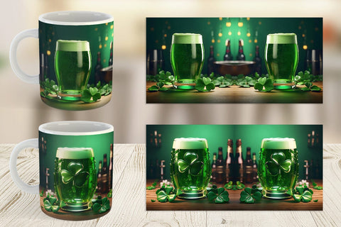 Mug Wrap Green Beer Patrick's Day Sublimation artnoy 