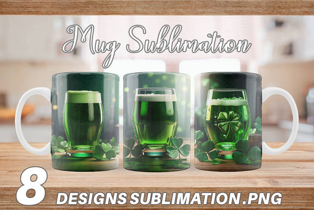 Mug Wrap Green Beer Patrick's Day Sublimation artnoy 