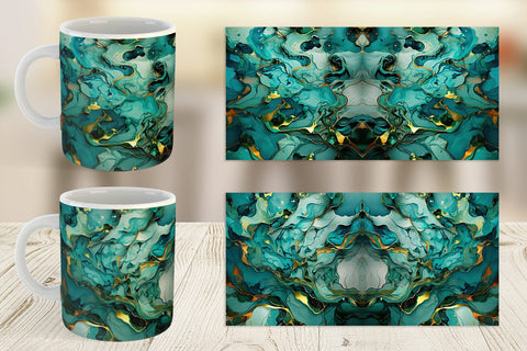 Mug Wrap Green Marble Painting Sublimation artnoy 