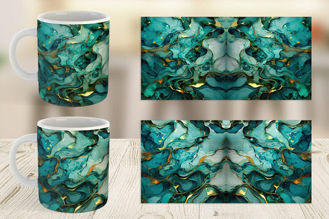 Mug Wrap Green Marble Painting Sublimation artnoy 