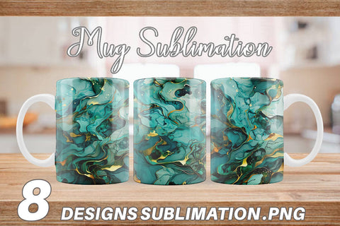 Mug Wrap Green Marble Painting Sublimation artnoy 