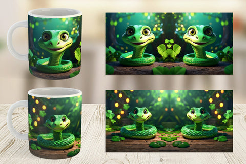 Mug Wrap Green Snake Patrick's Day Sublimation artnoy 