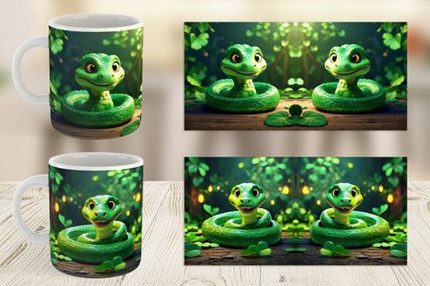 Mug Wrap Green Snake Patrick's Day Sublimation artnoy 