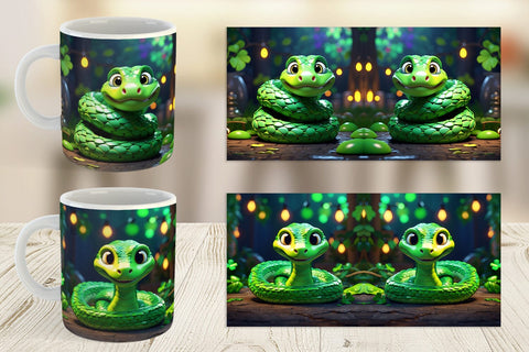 Mug Wrap Green Snake Patrick's Day Sublimation artnoy 