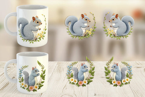 Mug Wrap Grey Squirrel Sublimation artnoy 