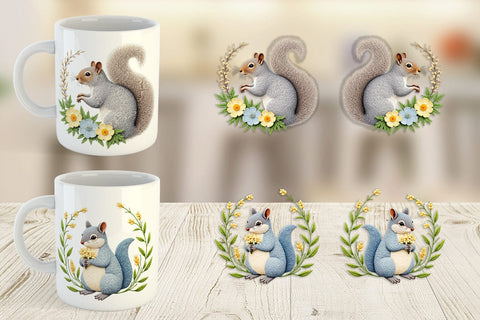 Mug Wrap Grey Squirrel Sublimation artnoy 