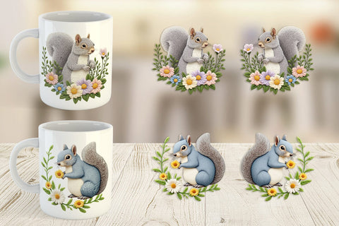 Mug Wrap Grey Squirrel Sublimation artnoy 