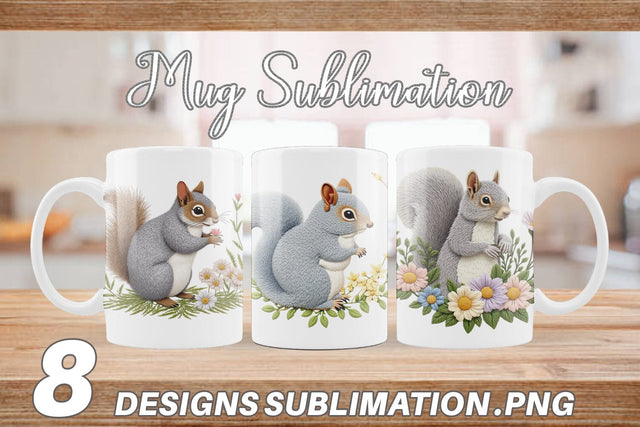 Mug Wrap Grey Squirrel Sublimation artnoy 