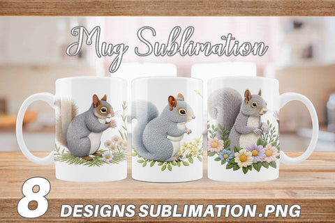 Mug Wrap Grey Squirrel Sublimation artnoy 