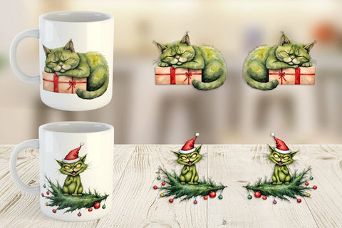 Mug Wrap Grinchy Catsmas Sublimation artnoy 