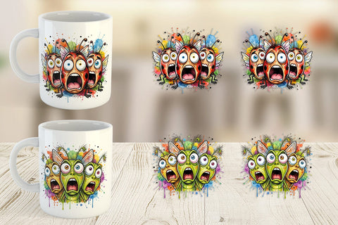 Mug Wrap Gritty Comic Garden Insects Heatwave Sublimation artnoy 