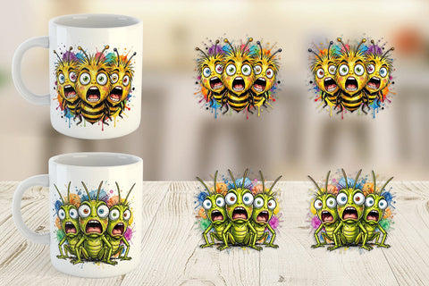 Mug Wrap Gritty Comic Garden Insects Heatwave Sublimation artnoy 