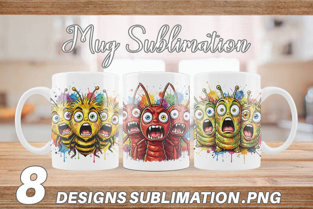 Mug Wrap Gritty Comic Garden Insects Heatwave Sublimation artnoy 