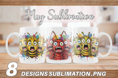 Mug Wrap Gritty Comic Garden Insects Heatwave Sublimation artnoy 