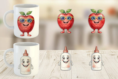 Mug Wrap Groovy 70s School Mascot Watercolor Sublimation artnoy 