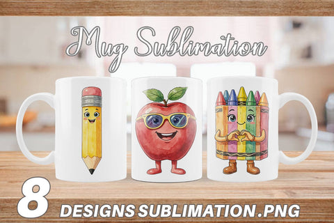 Mug Wrap Groovy 70s School Mascot Watercolor Sublimation artnoy 