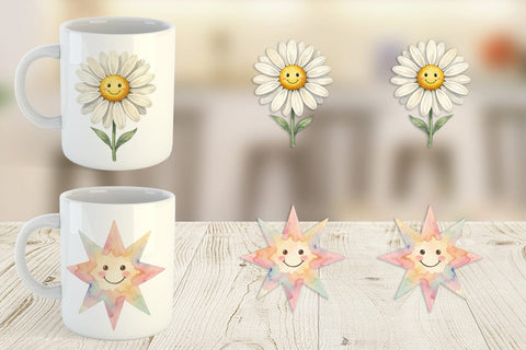 Mug Wrap Groovy 70s School Nostalgia Watercolor Sublimation artnoy 