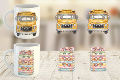 Mug Wrap Groovy 70s School Supply Sublimation artnoy 
