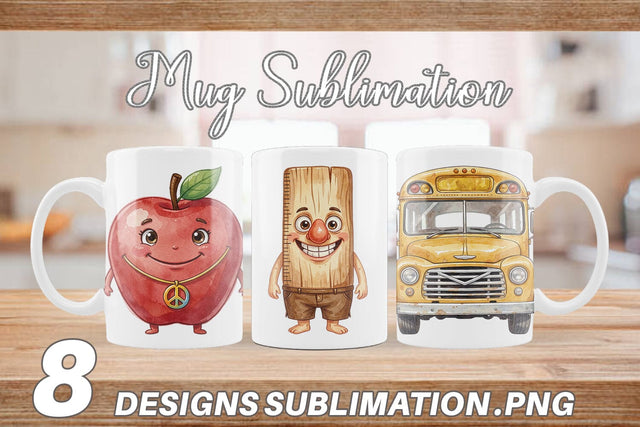 Mug Wrap Groovy 70s School Supply Sublimation artnoy 