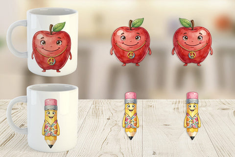 Mug Wrap Groovy 70s School Supply Sublimation artnoy 