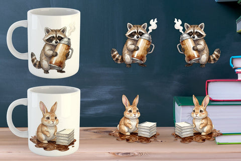 Mug Wrap Groovy 70s Teacher Animal Watercolor Sublimation artnoy 