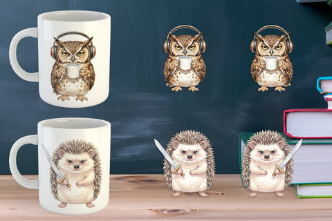 Mug Wrap Groovy 70s Teacher Animal Watercolor Sublimation artnoy 