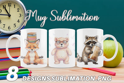 Mug Wrap Groovy 70s Teacher Animal Watercolor Sublimation artnoy 