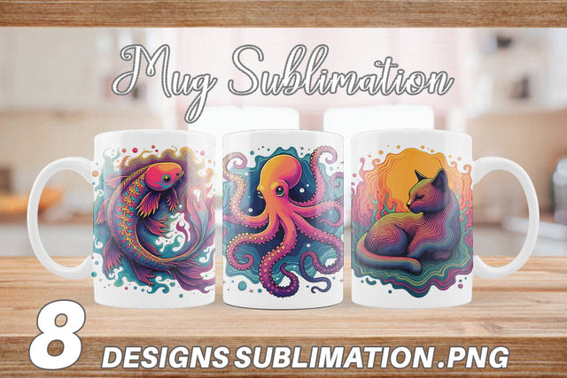 Mug Wrap Groovy Animal Swirls Sublimation artnoy 