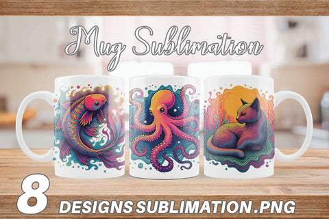 Mug Wrap Groovy Animal Swirls Sublimation artnoy 