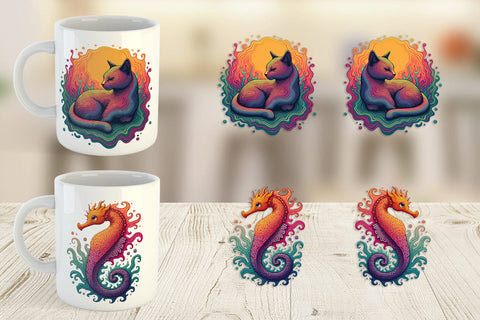 Mug Wrap Groovy Animal Swirls Sublimation artnoy 