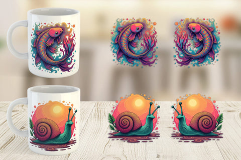 Mug Wrap Groovy Animal Swirls Sublimation artnoy 