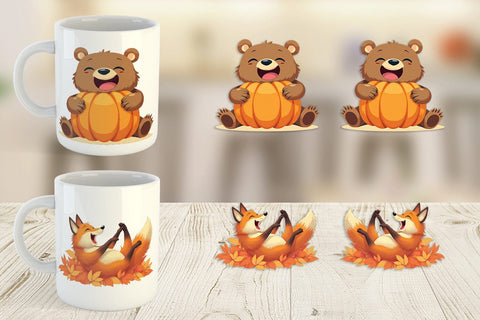 Mug Wrap Groovy Fall Critters Sublimation artnoy 