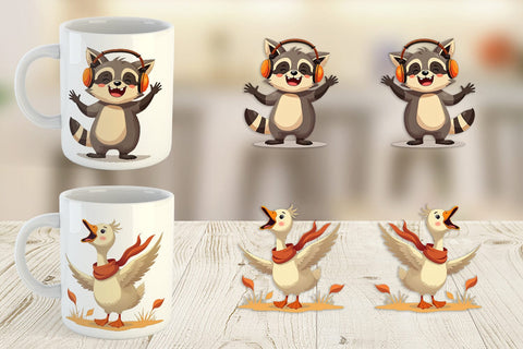 Mug Wrap Groovy Fall Critters Sublimation artnoy 