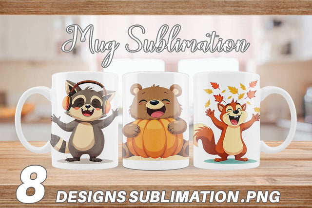 Mug Wrap Groovy Fall Critters Sublimation artnoy 