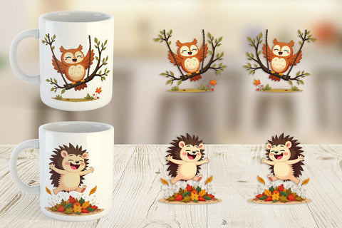 Mug Wrap Groovy Fall Critters Sublimation artnoy 