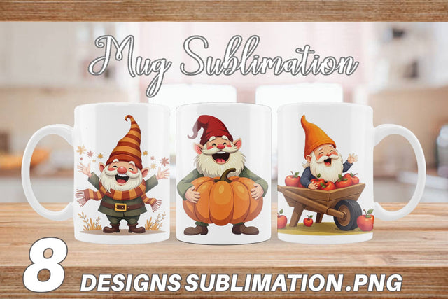 Mug Wrap Groovy Fall Gnomes Sublimation artnoy 