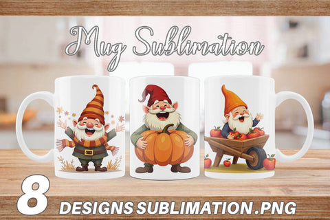 Mug Wrap Groovy Fall Gnomes Sublimation artnoy 