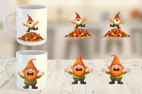 Mug Wrap Groovy Fall Gnomes Sublimation artnoy 