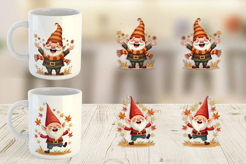 Mug Wrap Groovy Fall Gnomes Sublimation artnoy 