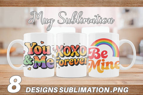 Mug Wrap Groovy Love Retro Valentine Quotes Sublimation artnoy 