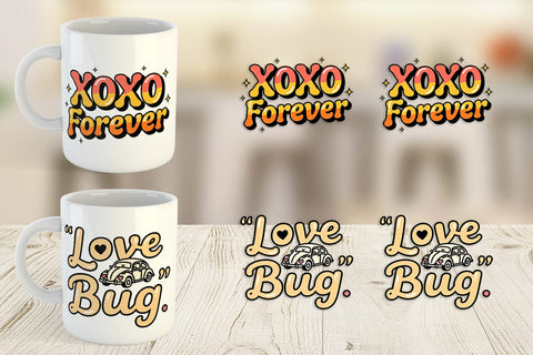 Mug Wrap Groovy Love Retro Valentine Quotes Sublimation artnoy 